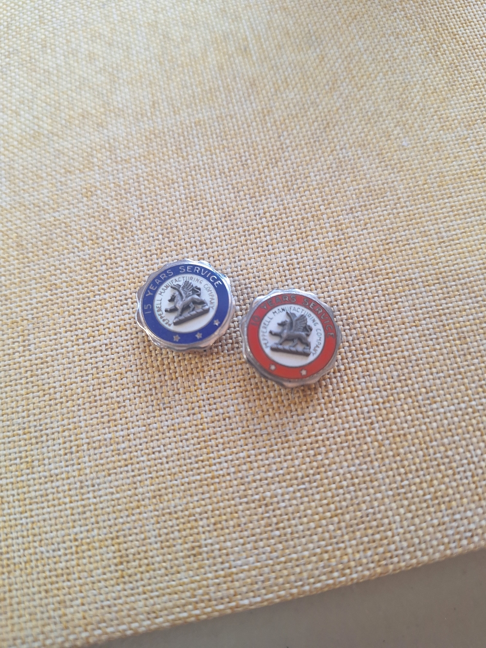 2 Sterling Pepperell Manufacturing Company Awards For Years Working Pins